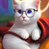 White Cat And Glasses Paint By Numbers