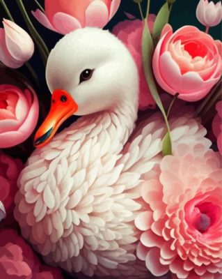 Duck And Flowers Paint By Numbers