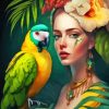 Cool Woman And Bird Paint By Numbers