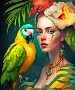 Cool Woman And Bird Paint By Numbers