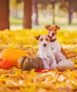 Dogs With Pumpkin Paint By Numbers