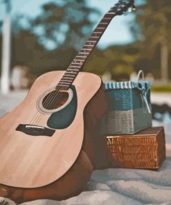 Guitar On Beach Paint By Numbers