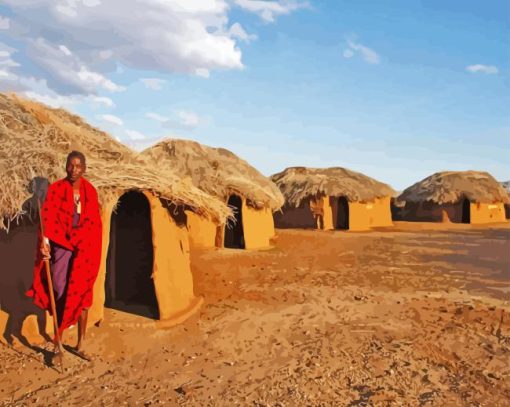 Masai Village Paint By Numbers