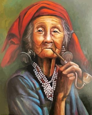 Lady Smoking Pipe Paint By Numbers