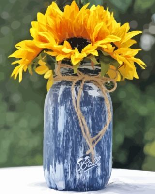 Sunflowers In Jar Paint By Numbers