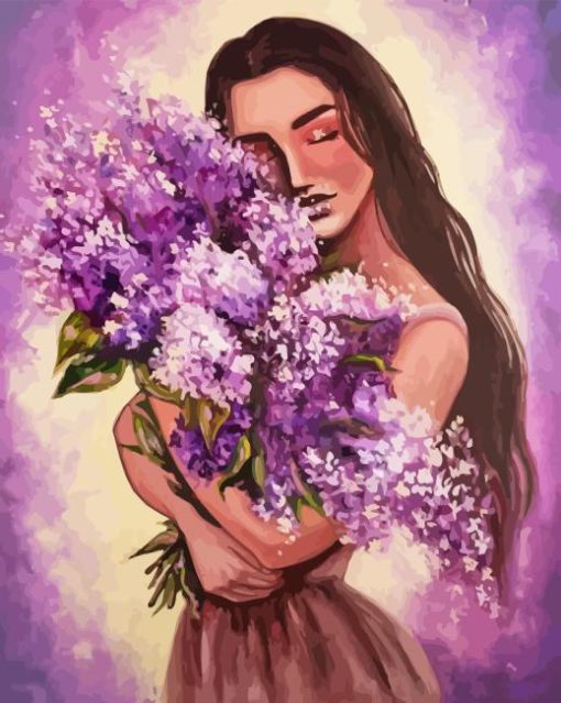 Woman And Lilacs Paint By Numbers