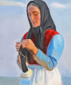 Woman Knitting Paint By Numbers