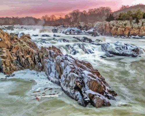 Great Falls Sunset Paint By Numbers