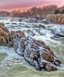 Great Falls Sunset Paint By Numbers