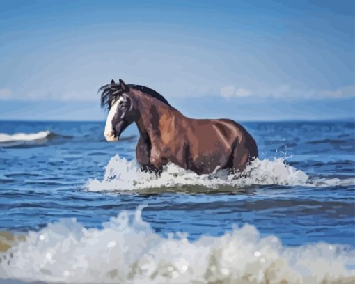 Horse At Beach Paint By Numbers