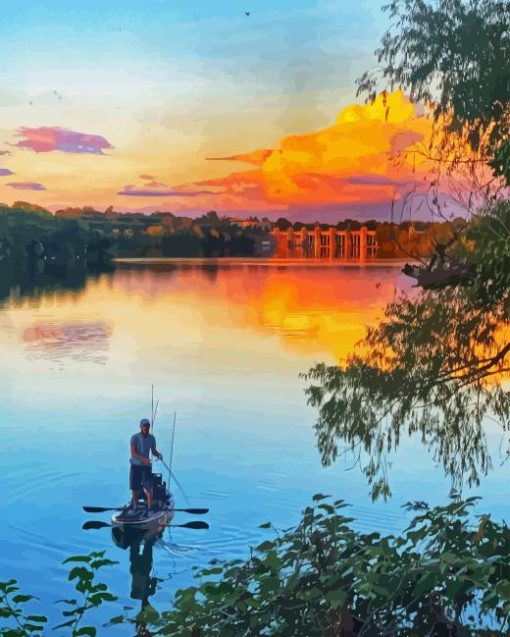 Lady Bird Lake Sunset Paint By Numbers