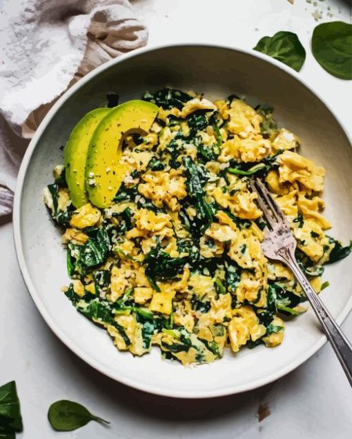 Spinach Scrambled Eggs Paint By Numbers