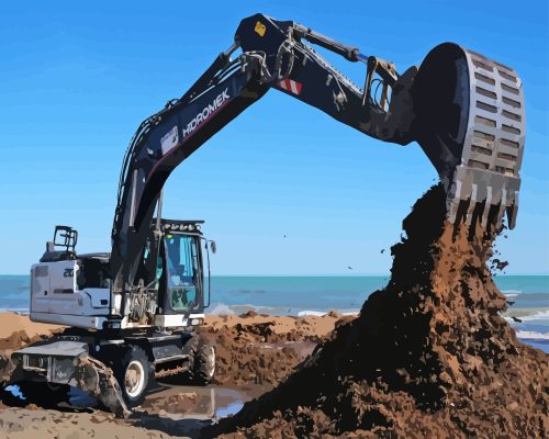 Black Excavator Paint By Numbers