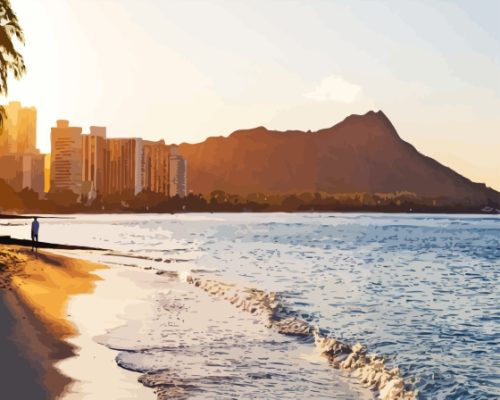 Waikiki Beach Sunset Paint By Numbers