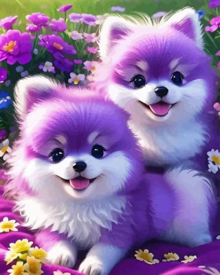 Purple Puppies Paint By Numbers