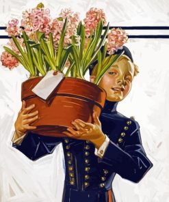 Boy Holding Flowers Paint By Numbers