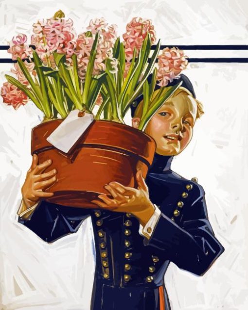 Boy Holding Flowers Paint By Numbers