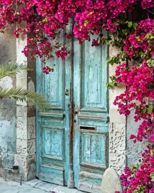 Door With Flower Paint By Numbers