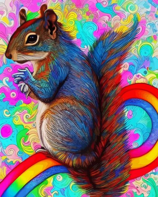 Rainbow Squirrel Paint By Numbers