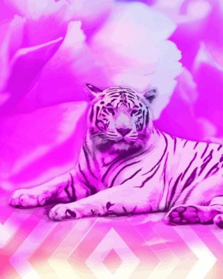 Tiger In Pink Paint By Numbers