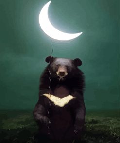 Bear With Crescent Moon Balloon Paint By Numbers