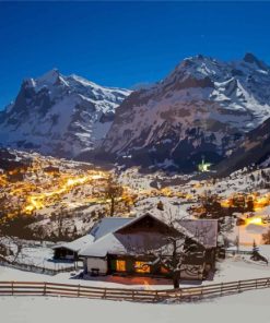 Grindelwald Village At Night Paint By Numbers