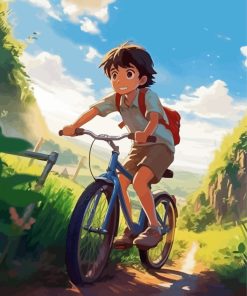 Anime Boy Riding Bike Paint By Numbers