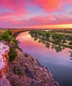 Murray River With Pink Sunset Paint By Numbers