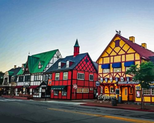 Solvang Colorful Buildings Paint By Numbers