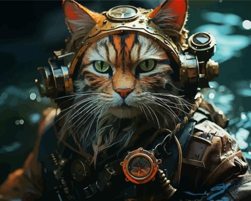 Steampunk Cat Paint By Numbers