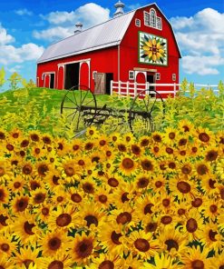 Sunflowers And Barn Paint By Numbers