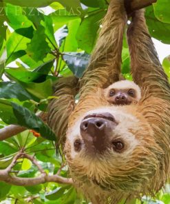 Adorable Sloths Hanging Paint By Numbers