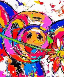 Colorful Abstract Pig Paint By Numbers