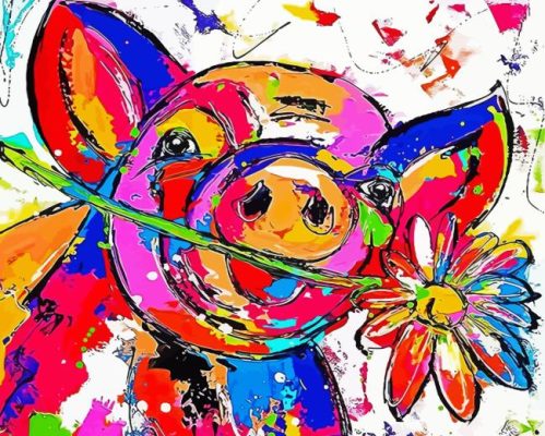 Colorful Abstract Pig Paint By Numbers