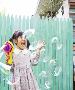 Girl Blowing Bubbles Paint By Numbers