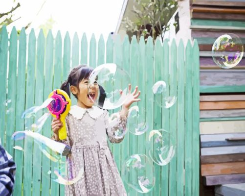 Girl Blowing Bubbles Paint By Numbers