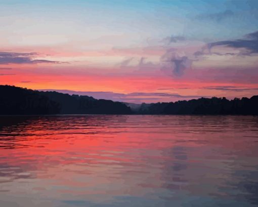 Midwest Lake Sunset Paint By Numbers