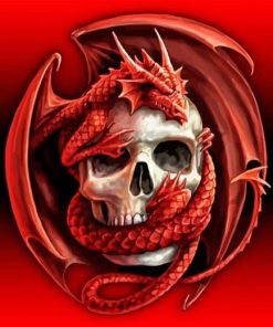 Red Dragon With Skull Paint By Numbers