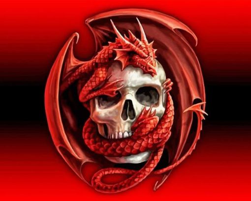 Red Dragon With Skull Paint By Numbers