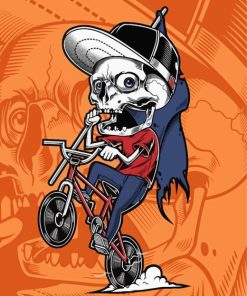 Skull Riding A Bike Paint By Numbers