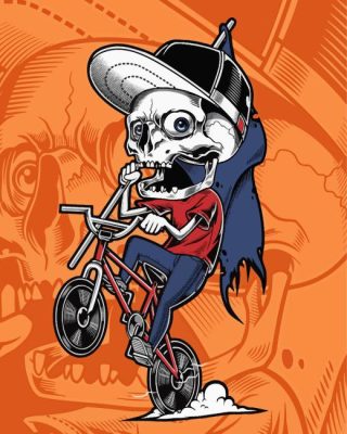 Skull Riding A Bike Paint By Numbers