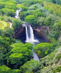 Wailua Falls In Kauai Paint By Numbers