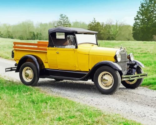 Yellow Classic Truck Paint By Numbers