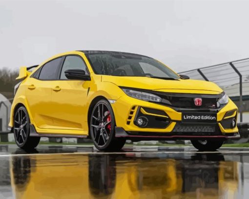 Yellow Honda Civic Type R Paint By Numbers