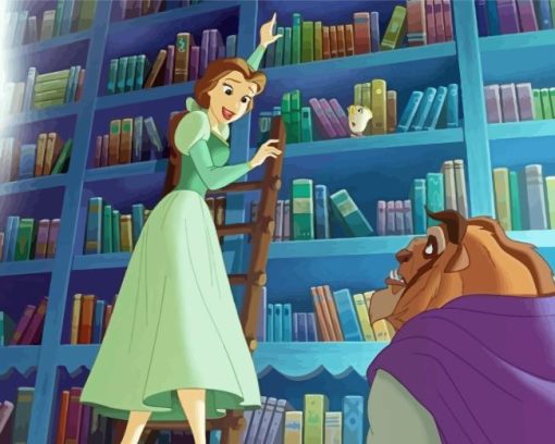 Beauty And The Beast In Library Paint By Numbers