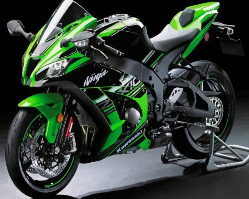 Green Motorcycle Paint By Numbers