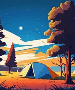 Illustration Forest Campsite Paint By Numbers