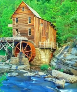 Old Grist Mill Paint By Numbers