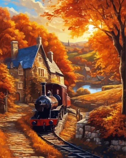 Steam Classic Train Fall Paint By Numbers