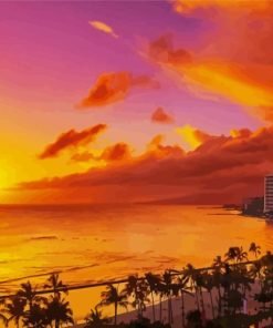 Sunset Waikiki Beach Paint By Numbers